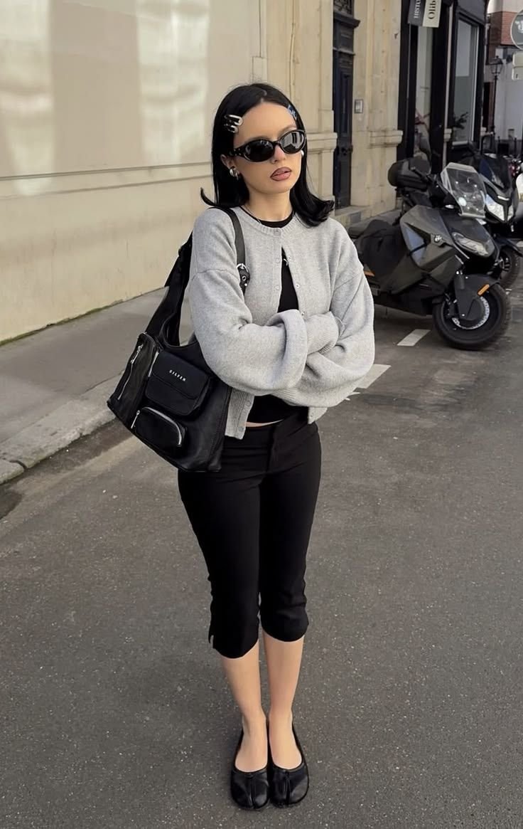 Gray Cardigan Moody Street Style