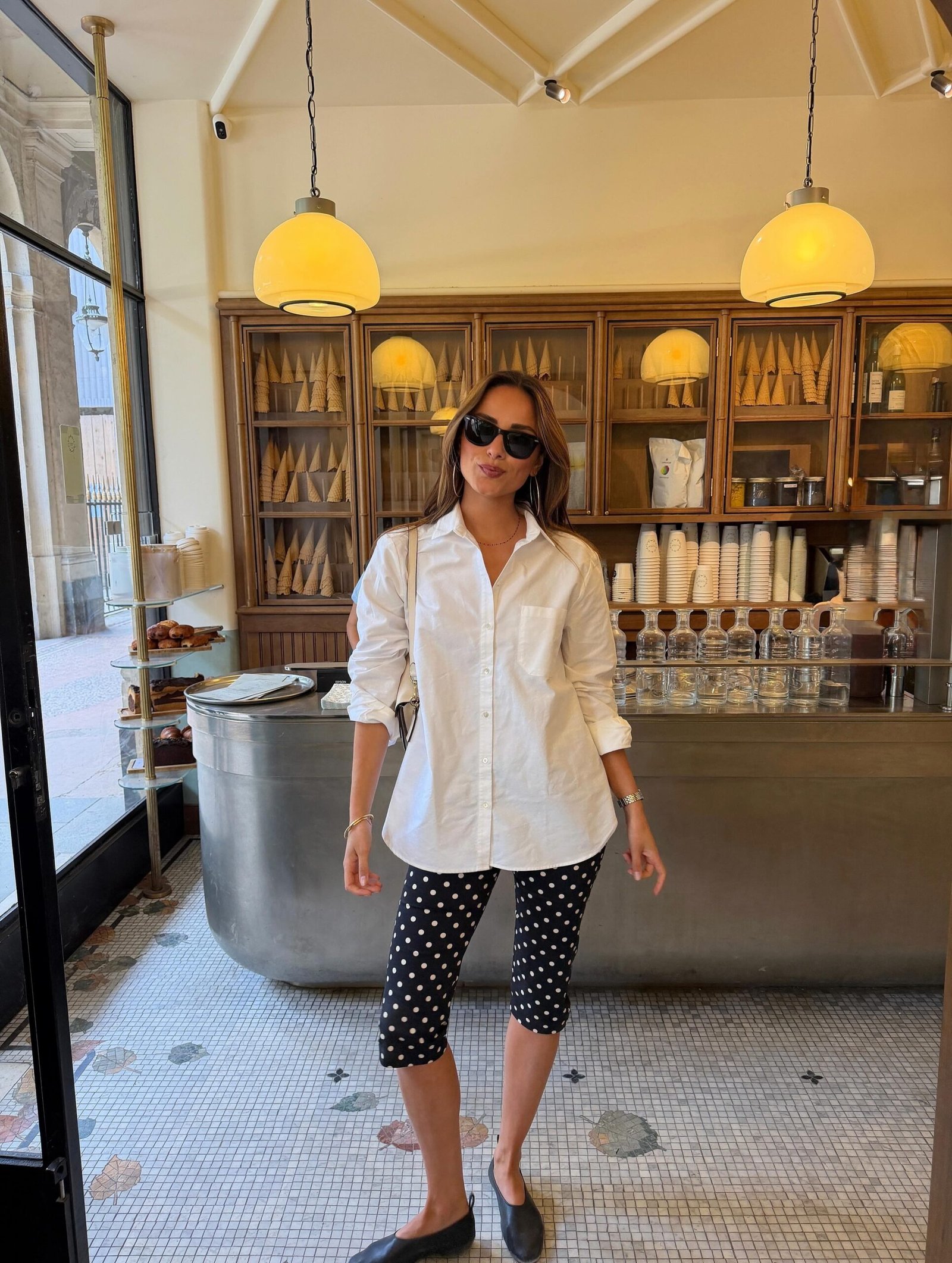 White Shirt Dot Capris