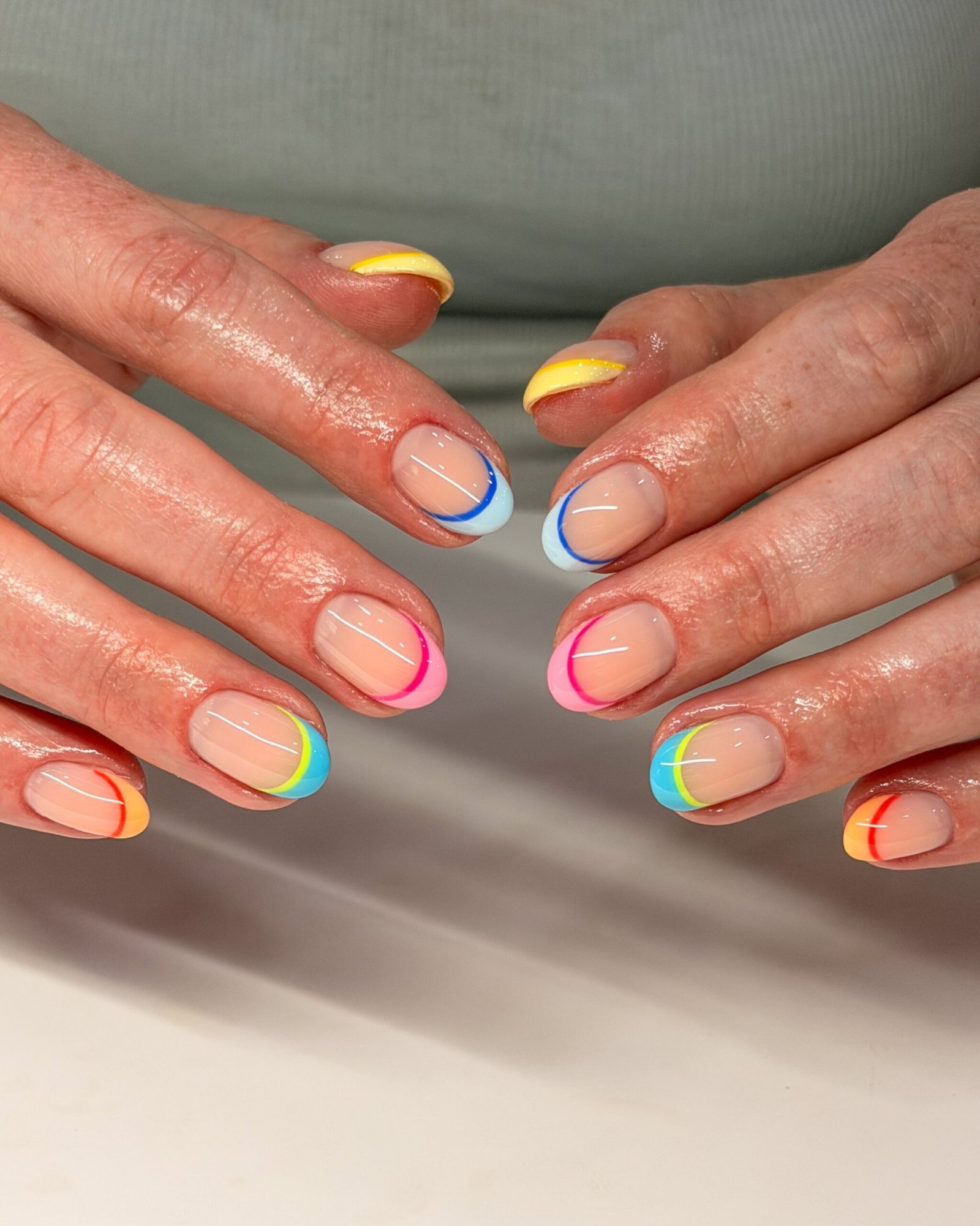 Rainbow Swirl French Tips