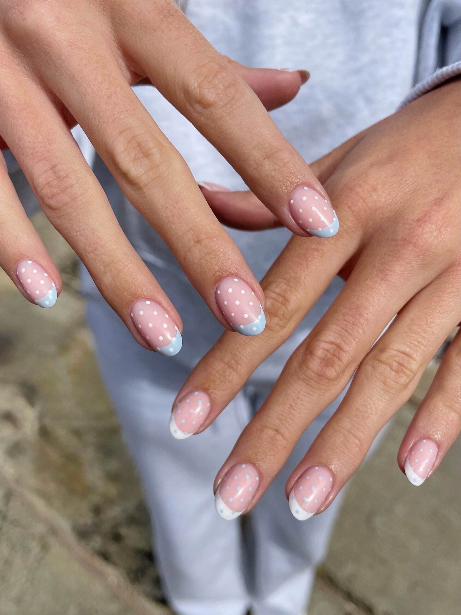 Baby Blue Polka Dot Tips
