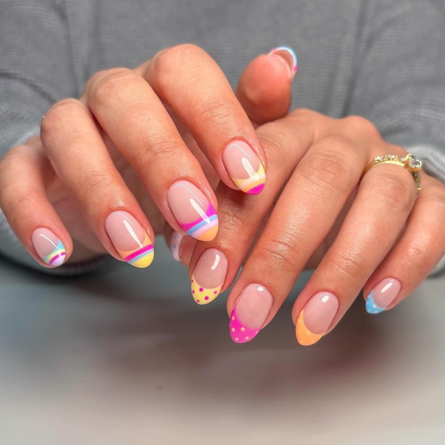 Rainbow Stripe Polka Dot Tips