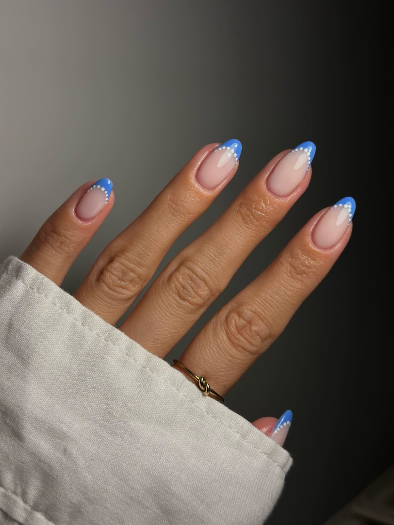 Blue Dot Pearl French Tips