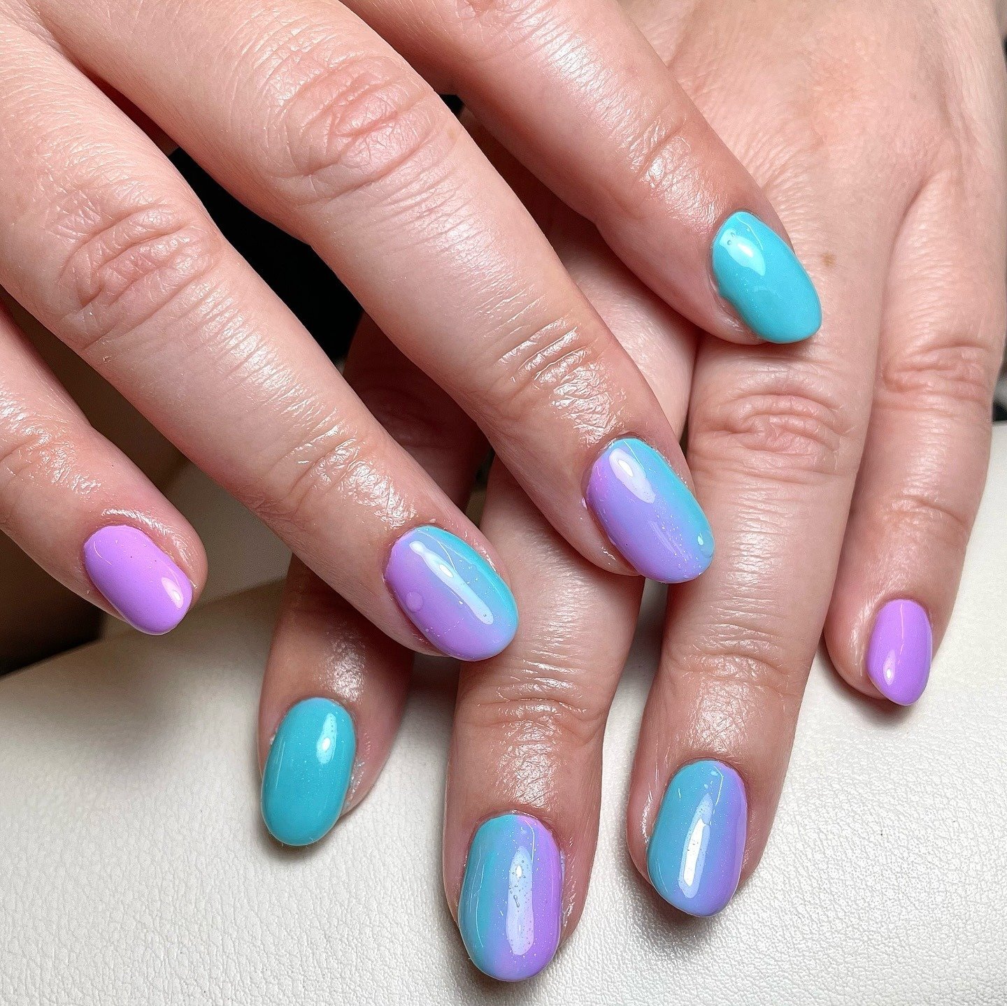 Turquoise Lavender Short Ombre