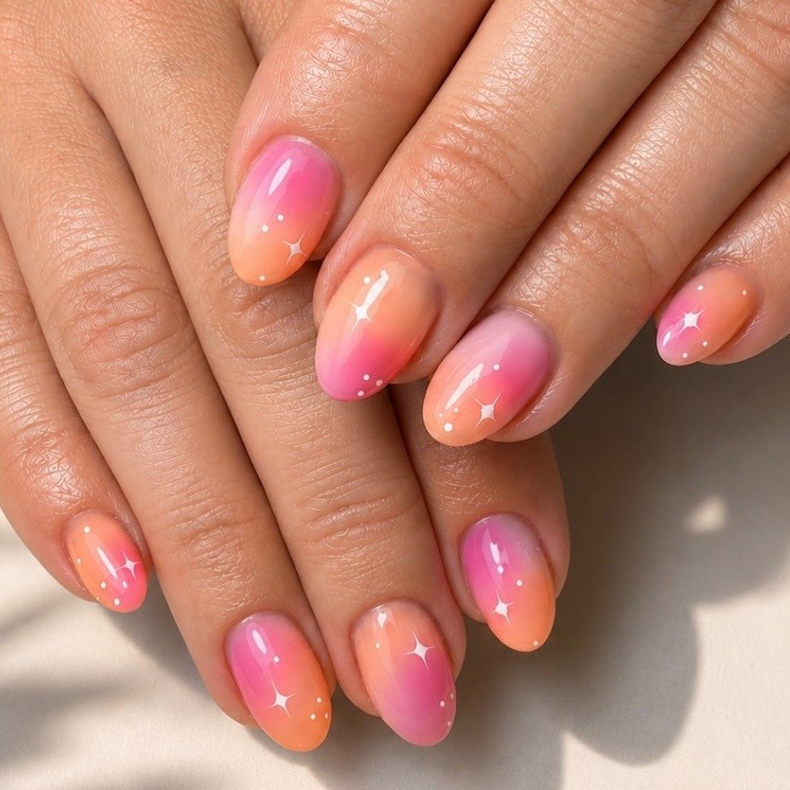 Peach Pink Sparkle Ombre