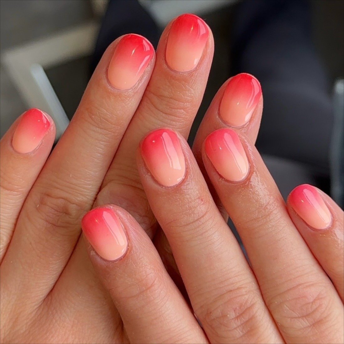 Coral To Peach Glossy Ombre