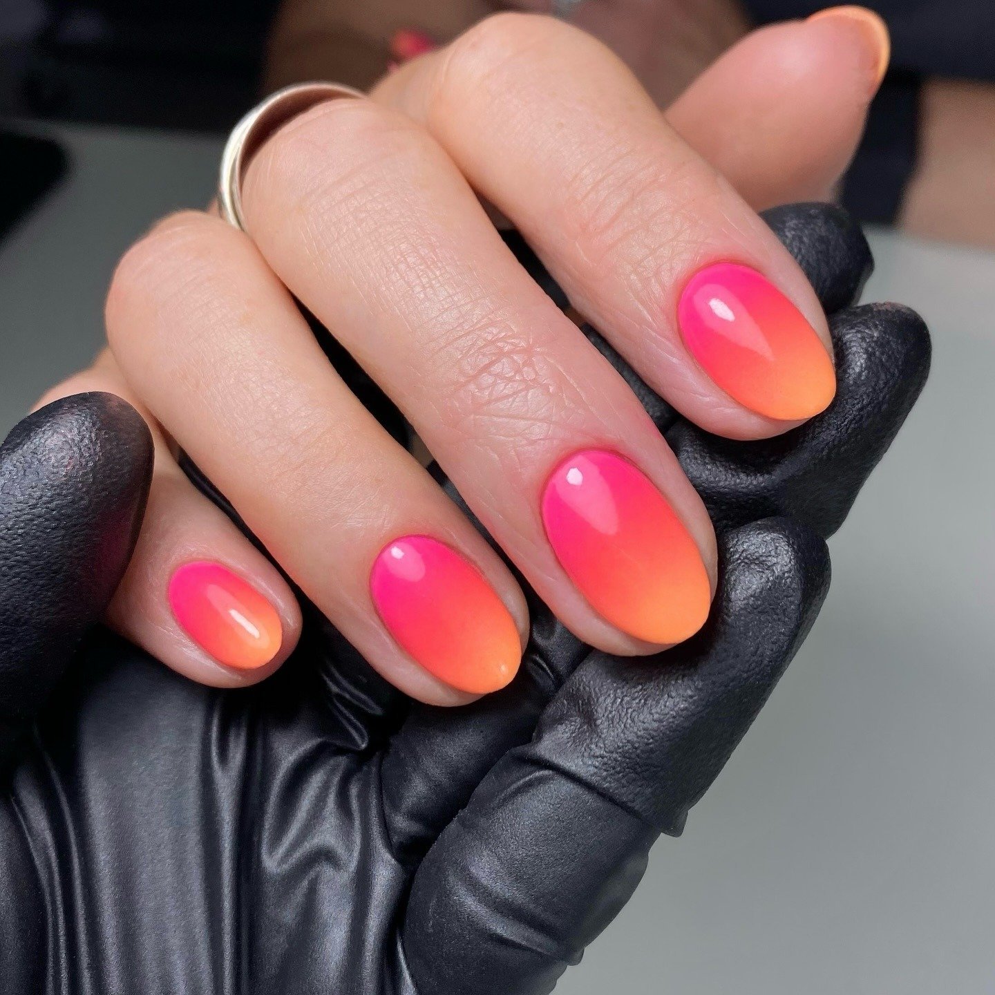 Hot Pink Orange Sunset Ombre