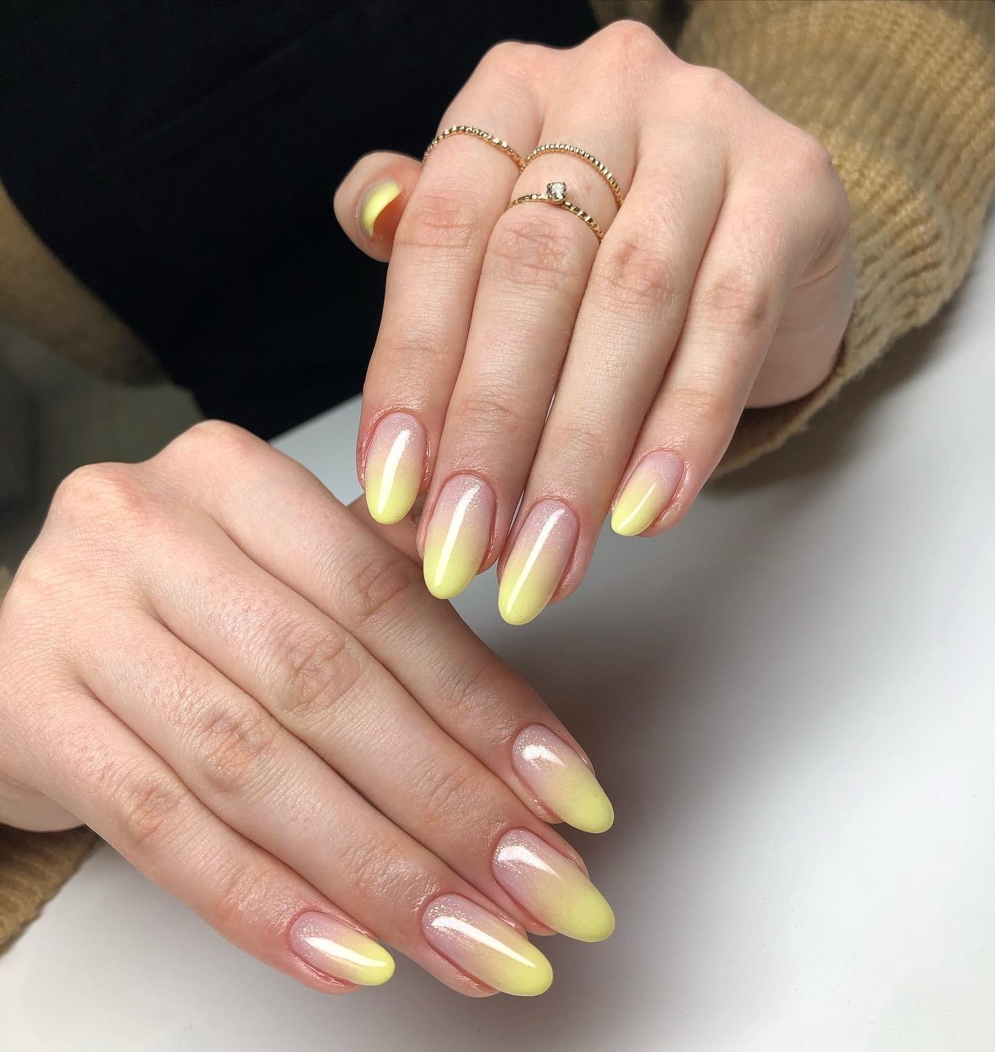 Yellow Sheer Almond Ombre