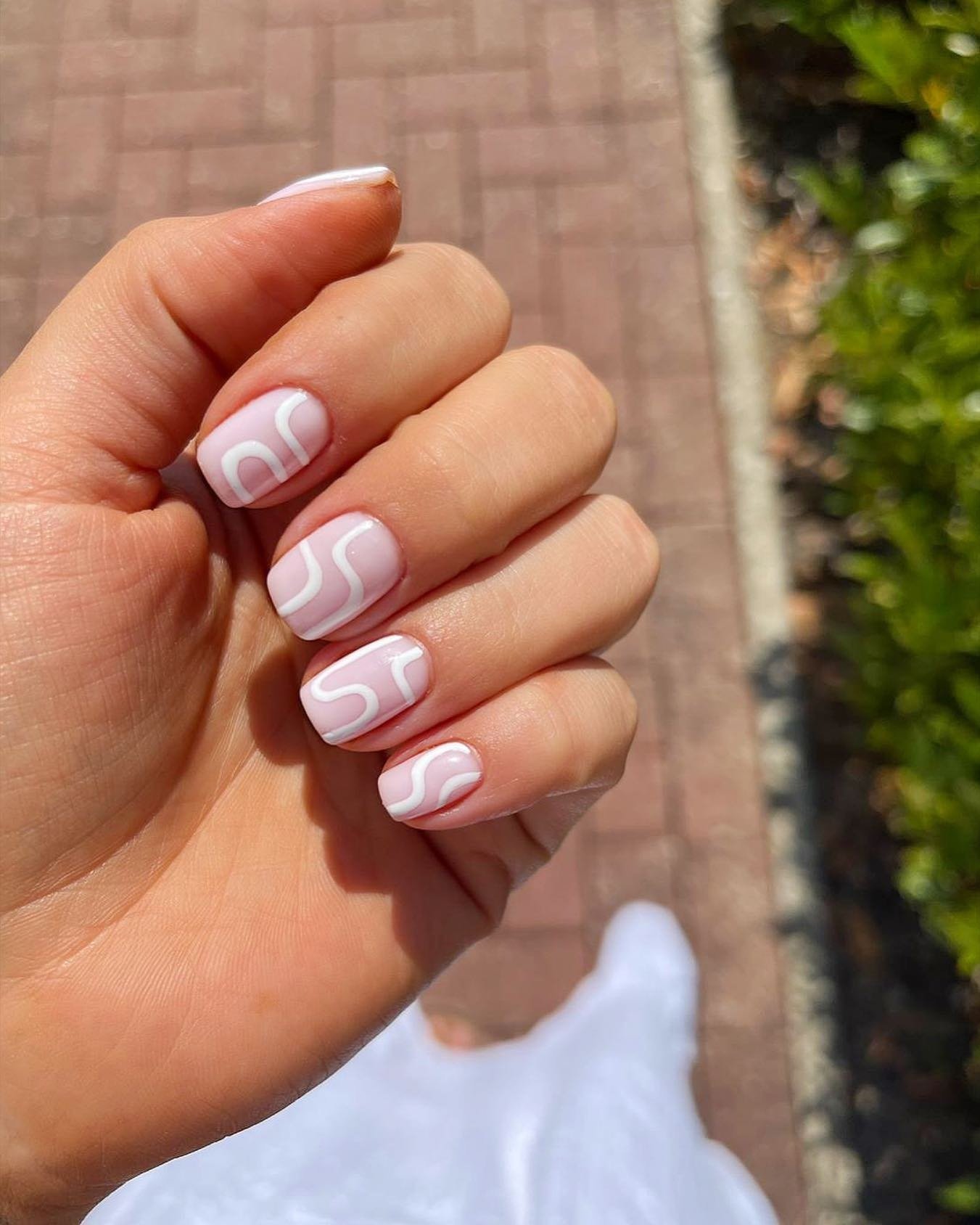 Pink White Wavy Lines