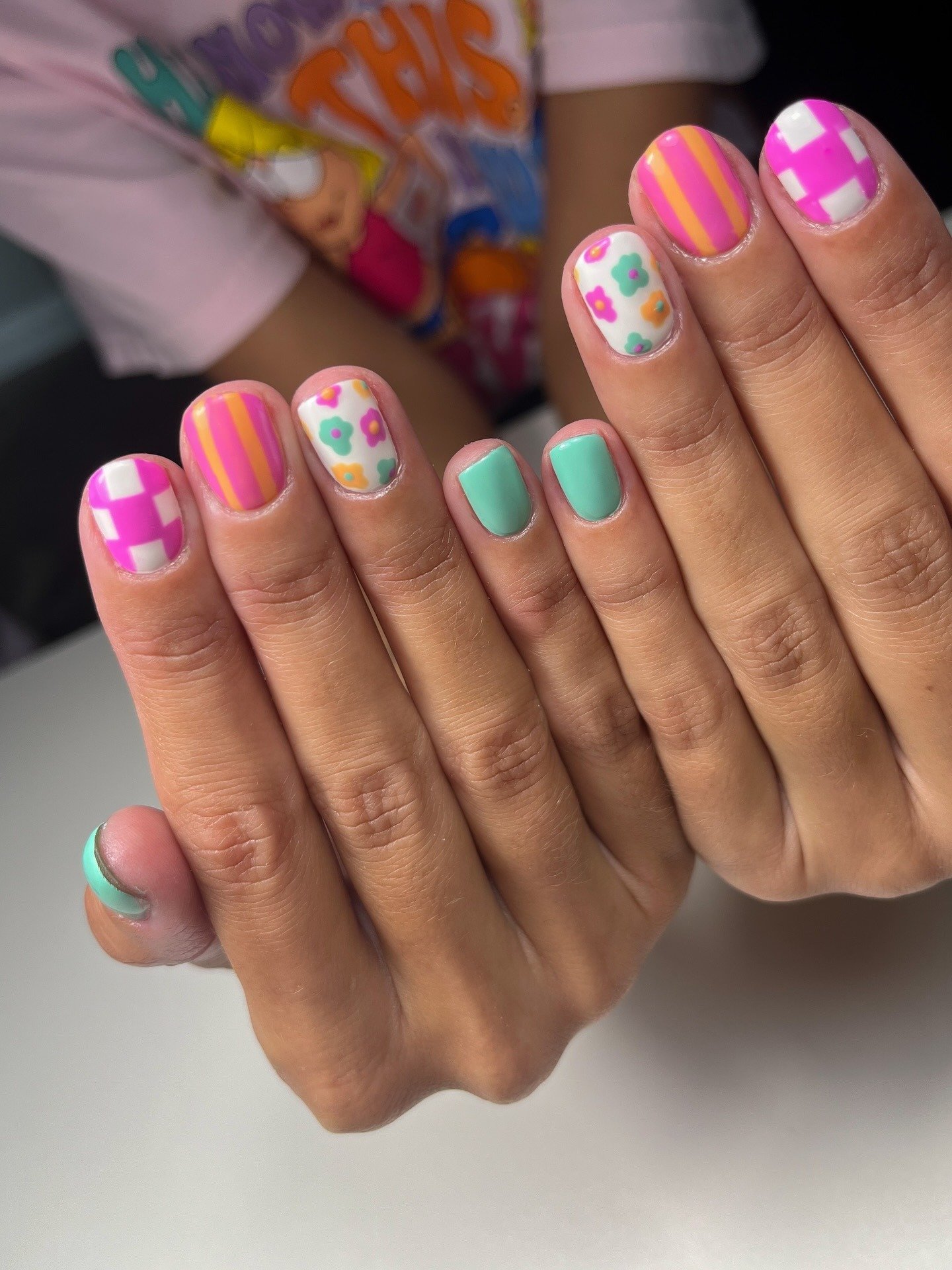 Pink Gingham Retro Floral