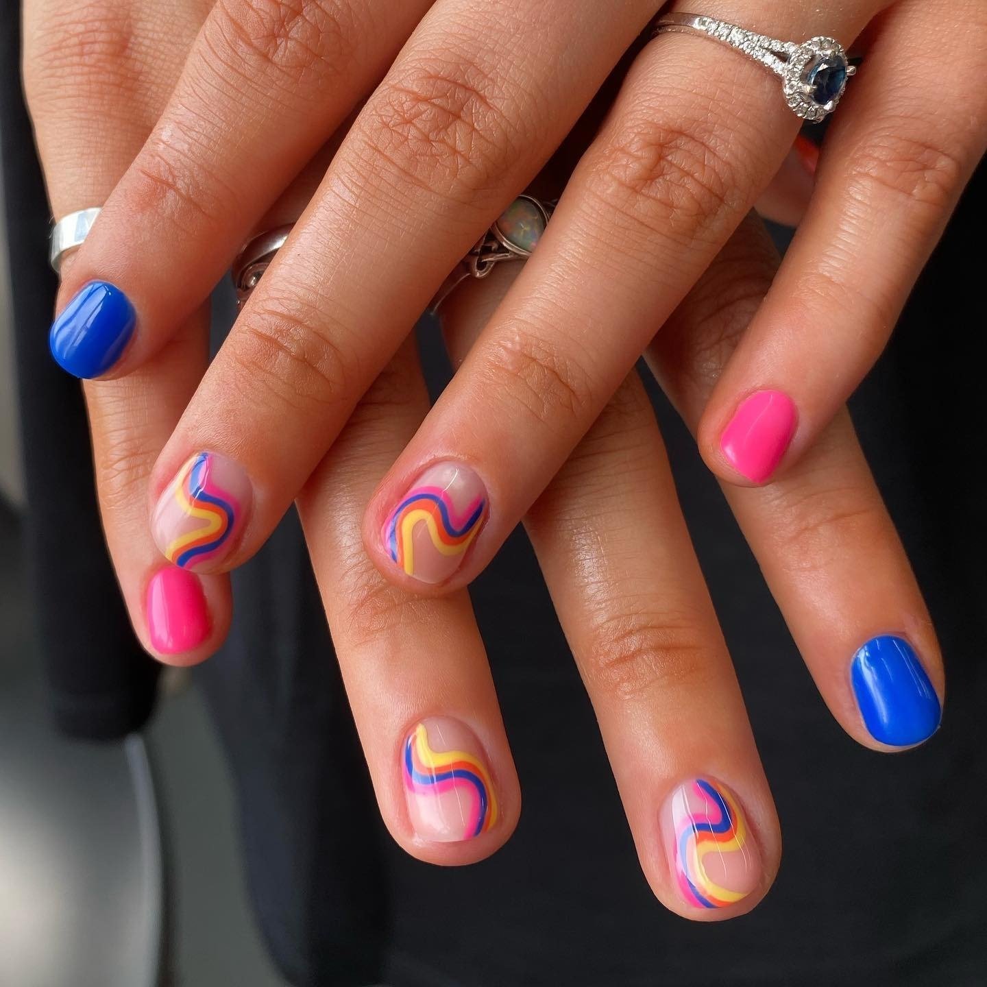 Retro Swirl Colorful Nails