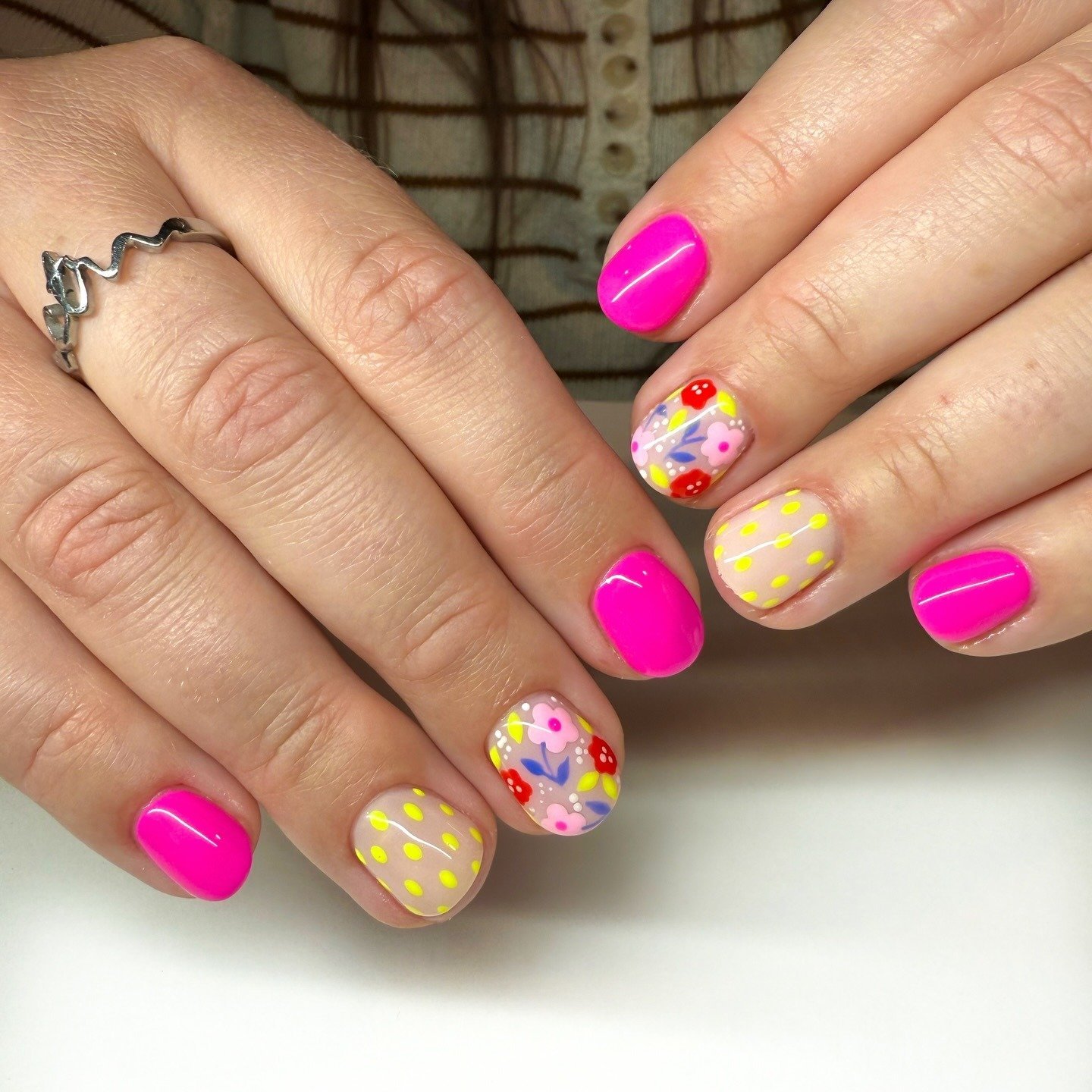Hot Pink Floral Polka Dot