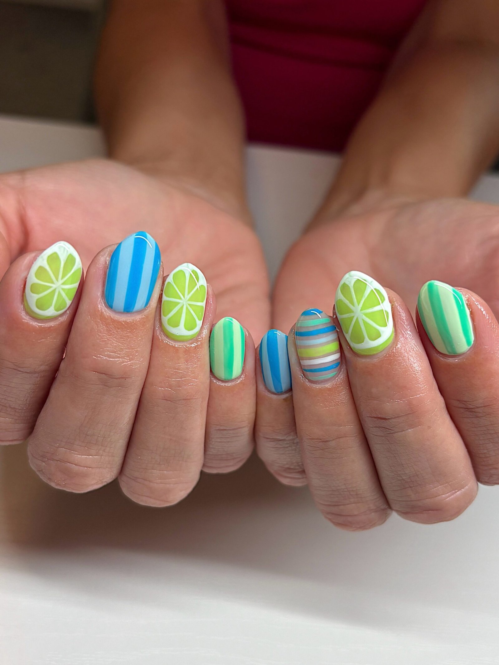 Lime Slice Stripe Nails